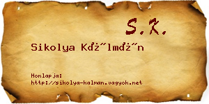 Sikolya Kálmán névjegykártya